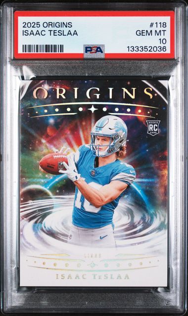Graded 2025 Panini Origins Isaac Teslaa #118 Rookie RC Football Card PSA 10 Gem Mint (ONLINE ORDER ONLY)