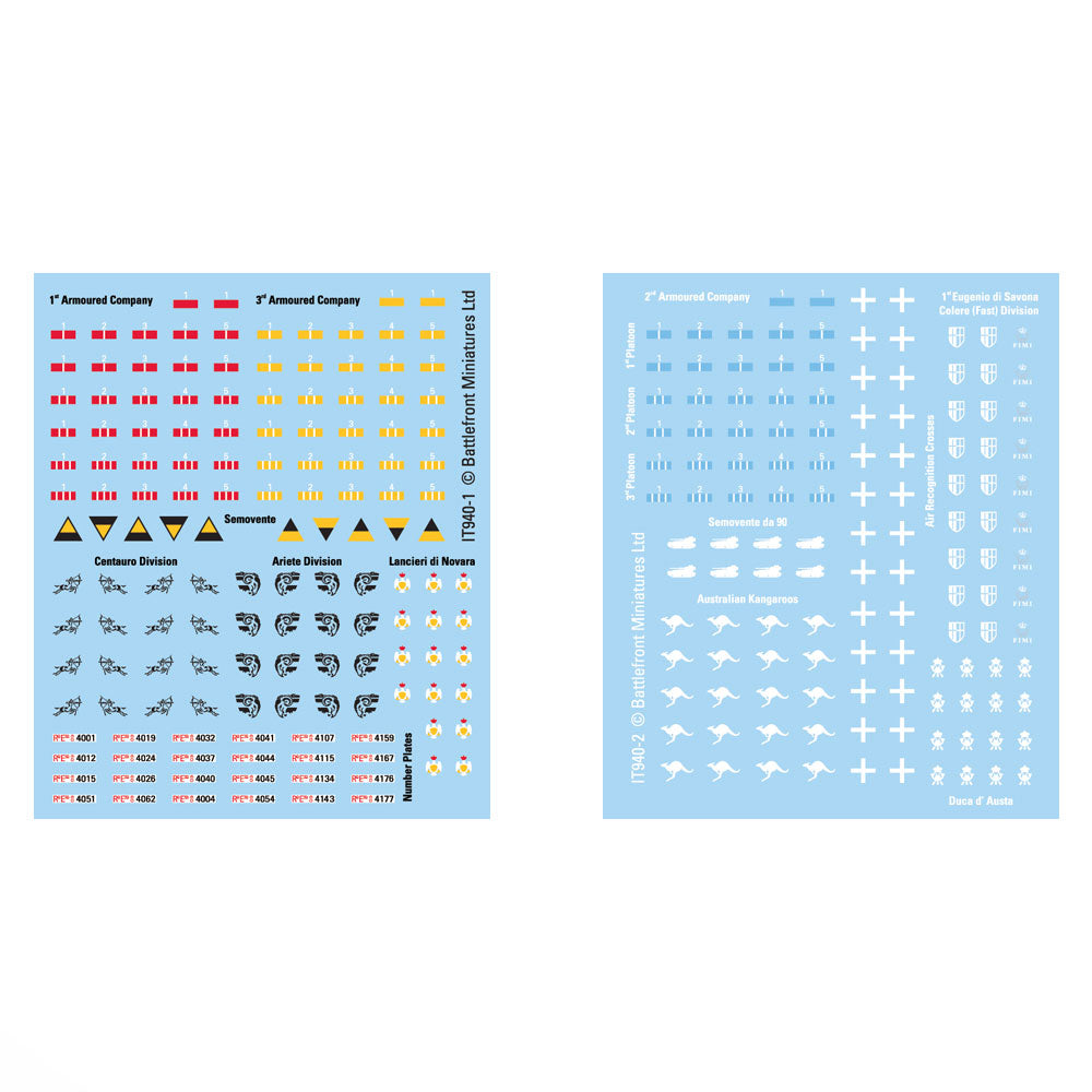 Flames of War: Italian Decals (ONLINE ORDER ONLY)
