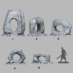 3D Printed Fantastic Plants and Rocks Ice Hole Rocks 28mm - 32mm D&D Wargaming (Online Only)