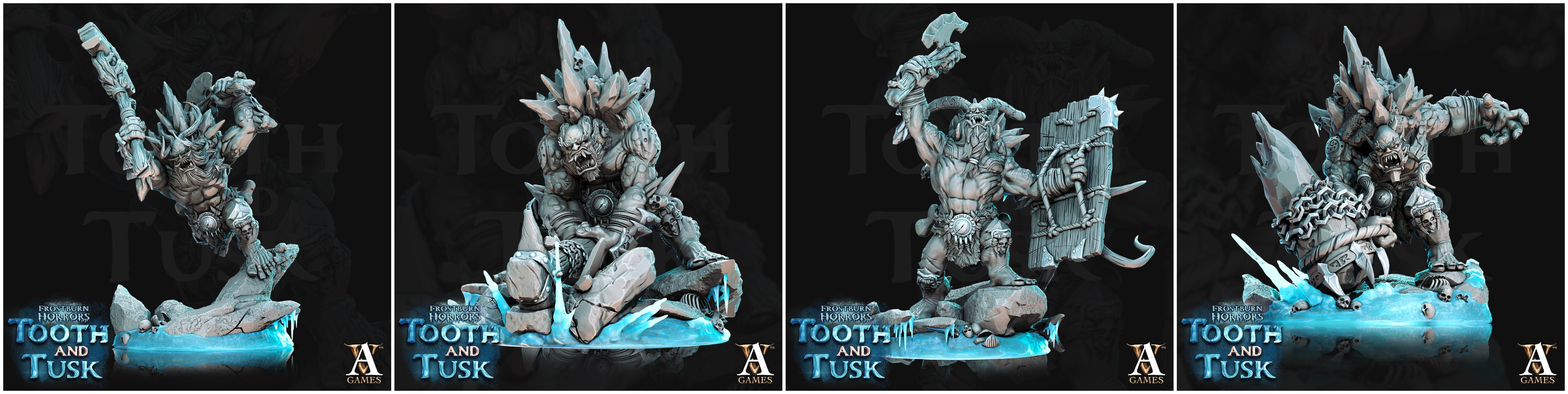 3D Printed Archvillain Games Frostburn Horrors Tooth and Tusk - Ice Trolls 28mm 32mm D&D (Online Only)