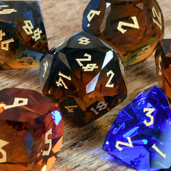Pre-Order || Ice and Fire Multifaceted Glass Dice Set