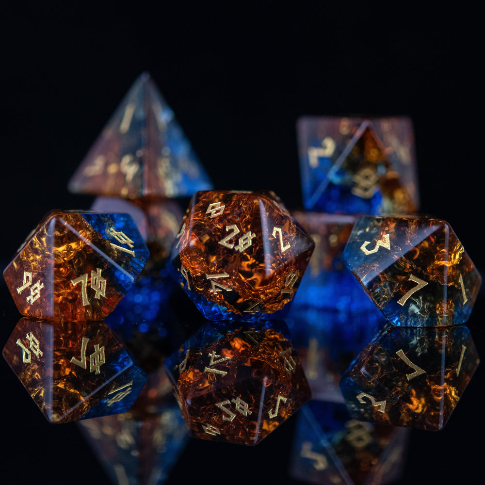 Pre-Order || Ice and Fire Shattered Glass Dice Set