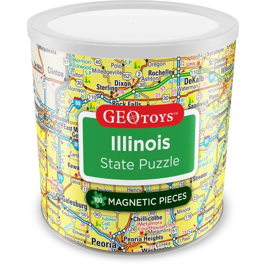 Illinois State 100 Piece Magnetic Jigsaw Puzzle Geotoys (ONLINE ORDER ONLY)