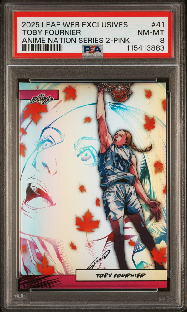 Graded 2025 Leaf Web Exclusives Toby Fournier #41 Anime Nation Series 2 Pink /10 Basketball Card PSA 8 Near Mint (ONLINE ORDER ONLY)