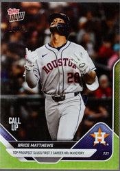 2025 Topps Now Brice Matthews #449 Gold Foil /50 Houston Astros Rookie RC Baseball Card (ONLINE ORDER ONLY)