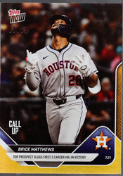 2025 Topps Now Brice Matthews #449 Orange Foil /25 Houston Astros Rookie RC Baseball Card (ONLINE ORDER ONLY)