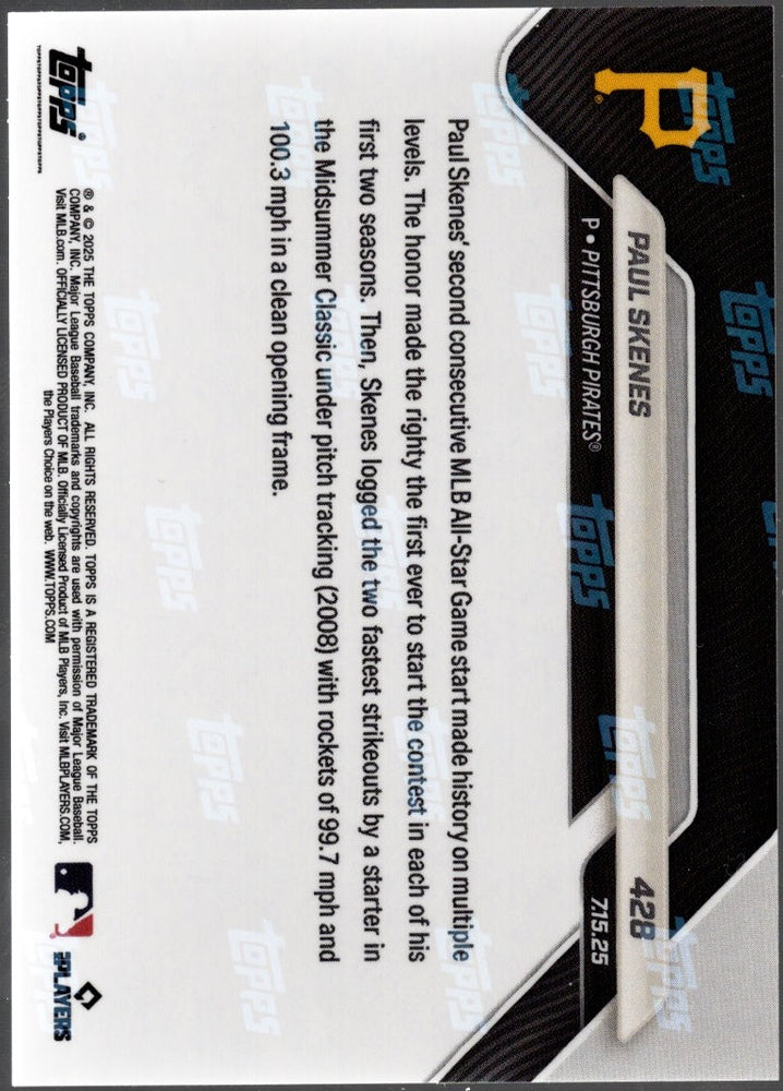 2025 Topps Now Paul Skenes #428 Gold Foil /50 Pittsburgh Pirates Baseball Card (ONLINE ORDER ONLY)