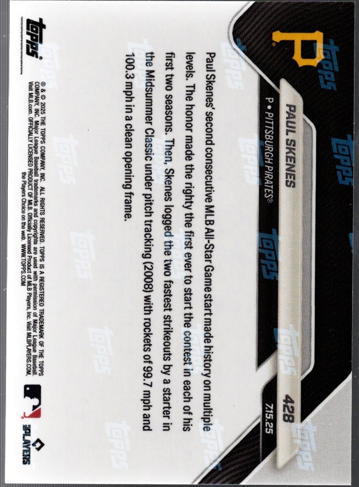 2025 Topps Now Paul Skenes #428 Red Foil /5 Pittsburgh Pirates Baseball Card (ONLINE ORDER ONLY)