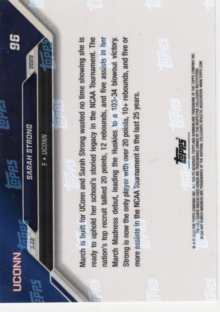 2024 Topps Bowman U Now Sarah Strong #96 Blue /49 Rookie RC Basketball Card (ONLINE ORDER ONLY)