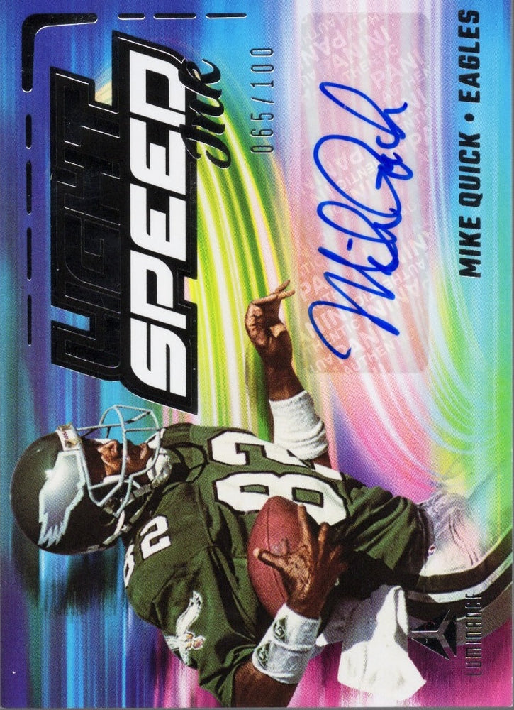 2025 Panini Luminance Mike Quick #LSIMQU Light Speed Ink Auto /100 Philadelphia Eagles Football Card (ONLINE ORDER ONLY)