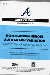 2025 Topps All Star Game Andruw Jones #HHAAJ Homegrown Heros Autograph Variation /50 Baseball Card (ONLINE ORDER ONLY)
