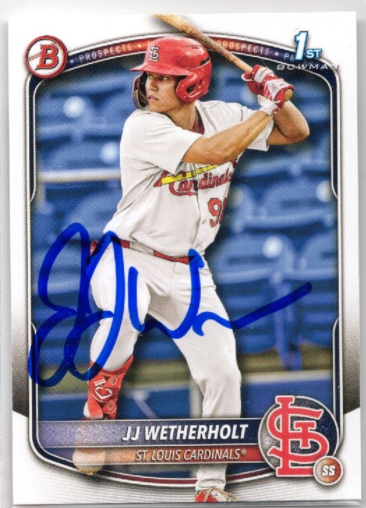 2025 Topps Bowman JJ Wetherholt #BP22 Signed St Louis Cardinals Rookie RC Baseball Card (ONLINE ORDER ONLY)