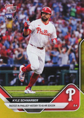 2025 Topps Now Kyle Schwarber #515 Gold Foil /50 Philadelphia Phillies Baseball Card (ONLINE ORDER ONLY)