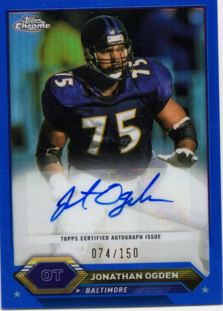 2024 Topps Chrome Composite Jonathan Ogden #TCAJO Blue Auto /150 Baltimore Ravens Football Card (ONLINE ORDER ONLY)