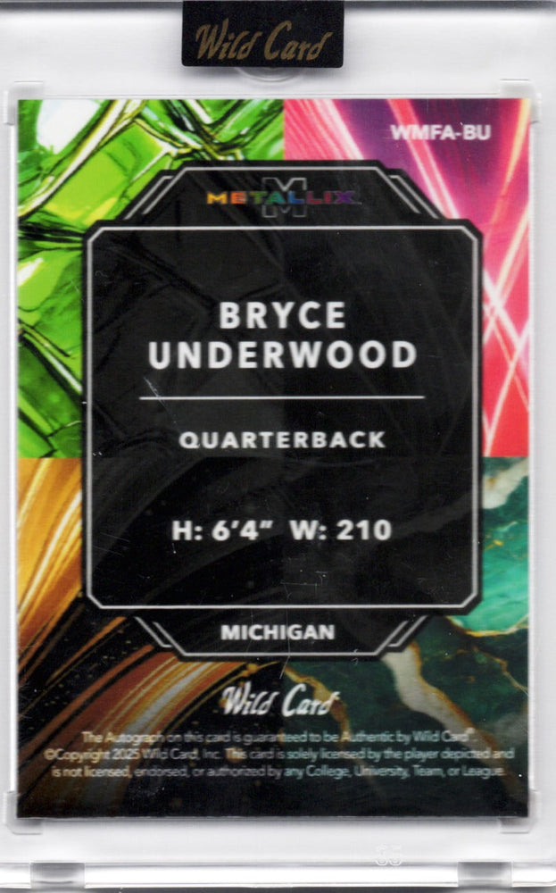 2025 Wild Card Metallix Bryce Underwood #WMFABU Rainbow Autofractal Auto 1/1 Michigan Wolverines Rookie RC Football Card (ONLINE ORDER ONLY)