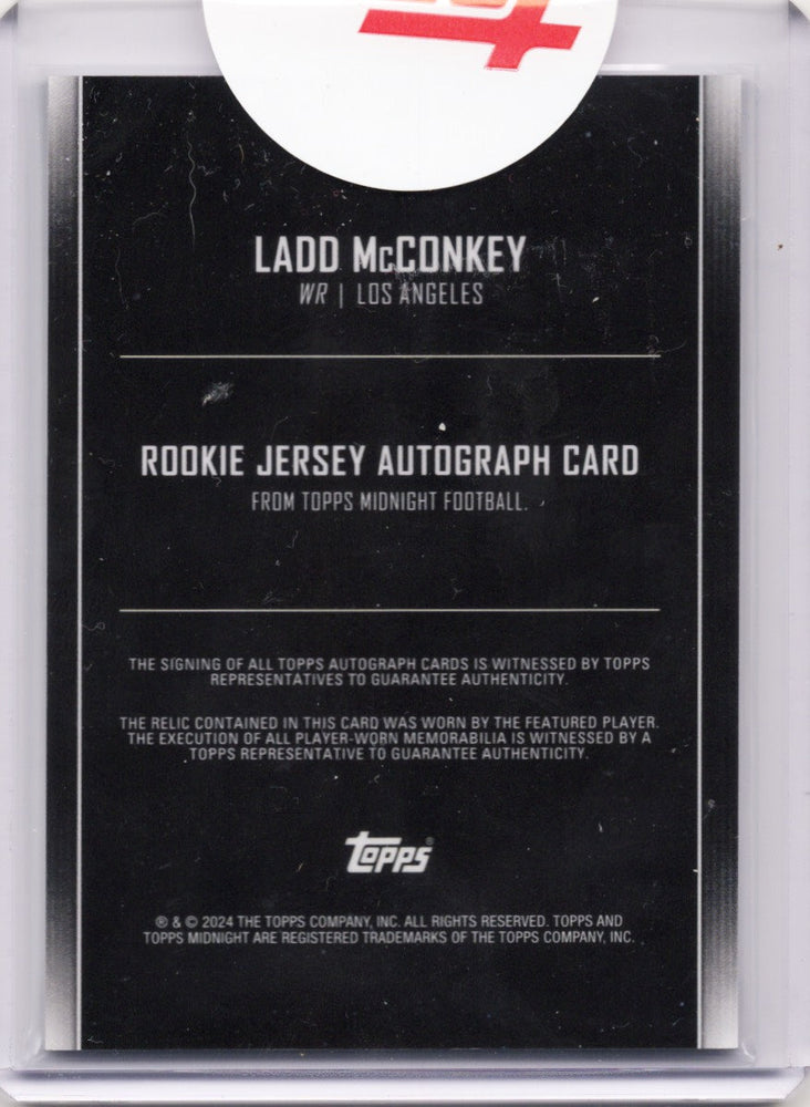 2024 Topps Midnight Ladd McConkey #RJALMC Rookie Jersey Dusk Auto /75 Los Angeles Chargers Rookie RC Football Card (ONLINE ORDER ONLY)