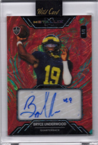 2025 Wild Card Metallix Bryce Underwood #WMMFABU Red Auto 1/1 Michigan Wolverines Rookie RC Football Card (ONLINE ORDER ONLY)
