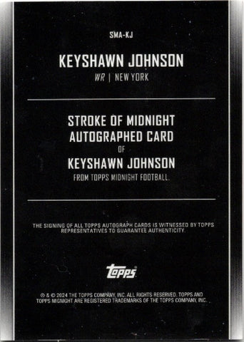 2024 Topps Midnight Keyshawn Johnson #SMAJK Stroke of Midnight Dusk Auto /75 New York Jets Football Card (ONLINE ORDER ONLY)