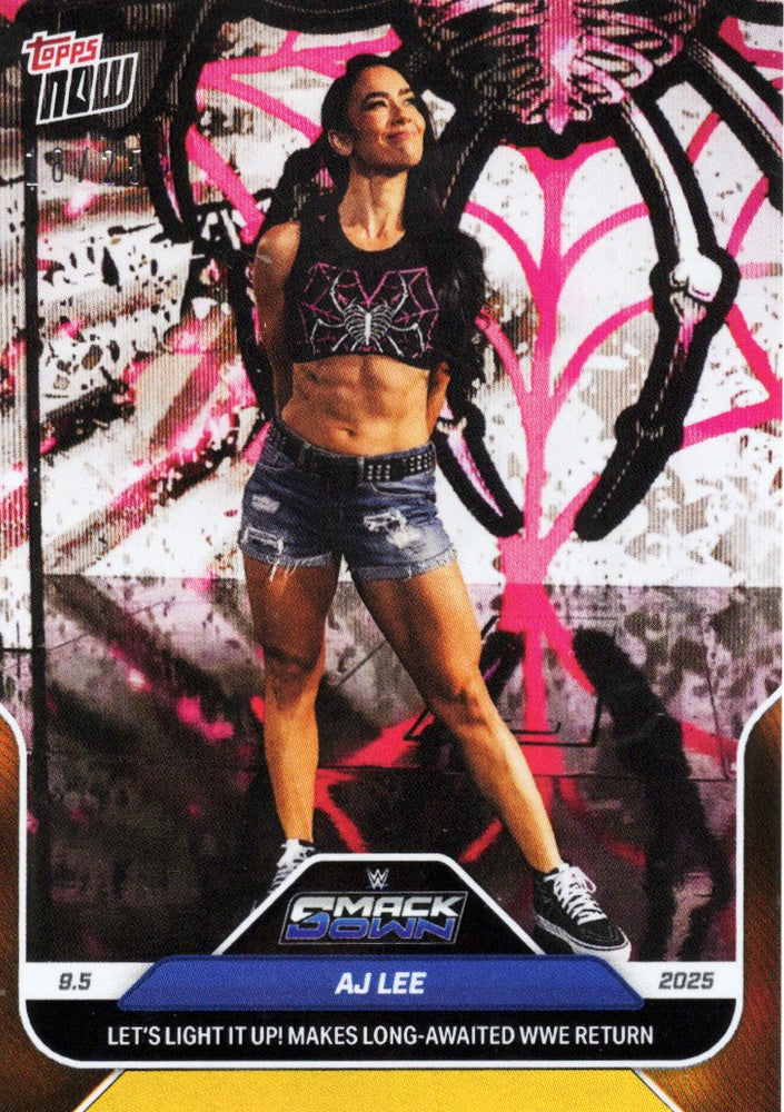 2025 Topps Now WWE AJ Lee #92 Orange Foil /25 Wrestling Card (ONLINE ORDER ONLY)