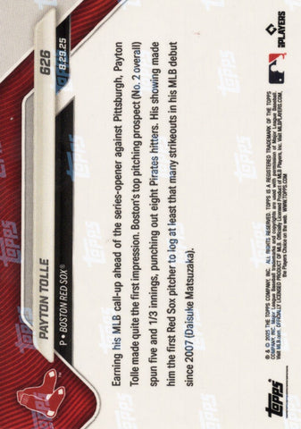 2025 Topps Now Payton Tolle #626 Gold Foil /50 Boston Red Sox Rookie RC Baseball Card (ONLINE ORDER ONLY)