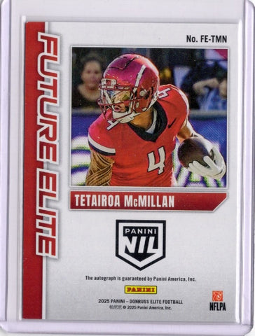 2025 Panini Donruss Elite Tetairoa McMillan #FETMN Future Elite Auto /149 Rookie RC Football Card (ONLINE ORDER ONLY)