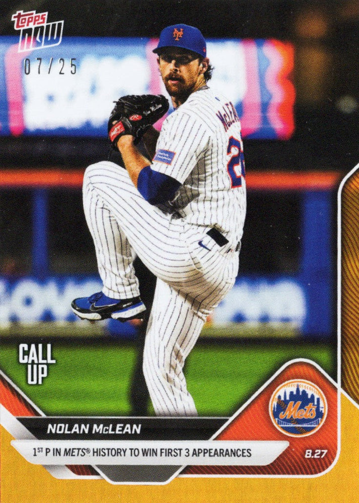 2025 Topps Now Nolan McLean #616 Orange Foil /25 New York Mets Rookie RC Baseball Card (ONLINE ORDER ONLY)