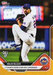 2025 Topps Now Nolan McLean #616 Orange Foil /25 New York Mets Rookie RC Baseball Card (ONLINE ORDER ONLY)