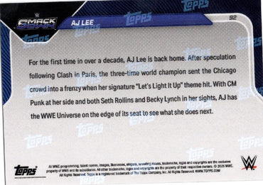 2025 Topps Now WWE AJ Lee #92 Orange Foil /25 Wrestling Card (ONLINE ORDER ONLY)