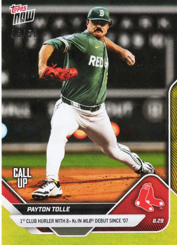2025 Topps Now Payton Tolle #626 Gold Foil /50 Boston Red Sox Rookie RC Baseball Card (ONLINE ORDER ONLY)