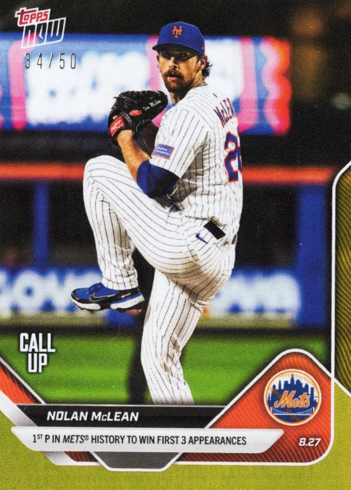 2025 Topps Now Nolan McLean #616 Gold Foil /50 New York Mets Rookie RC Baseball Card (ONLINE ORDER ONLY)