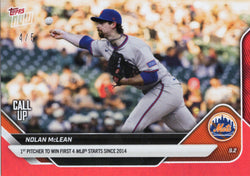 2025 Topps Now Nolan McLean #651 Red Foil /5 New York Mets Rookie RC Baseball Card (ONLINE ORDER ONLY)