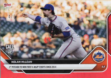 2025 Topps Now Nolan McLean #651 Red Foil /5 New York Mets Rookie RC Baseball Card (ONLINE ORDER ONLY)