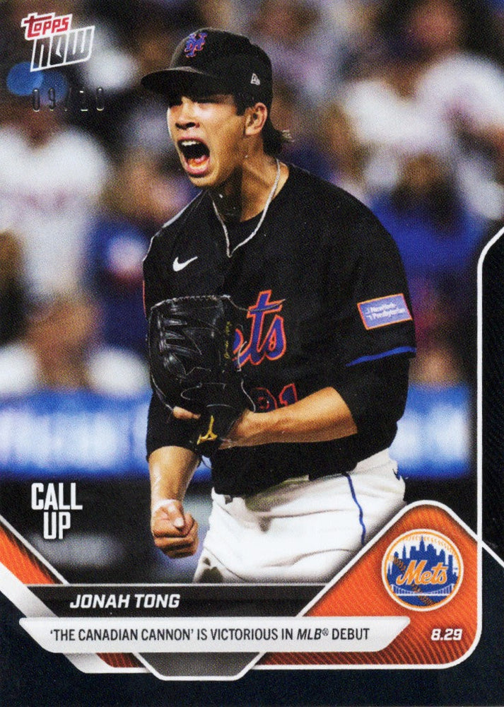 2025 Topps Now Jonah Tong #628 Black Foil /10 New York Mets Rookie RC Baseball Card (ONLINE ORDER ONLY)