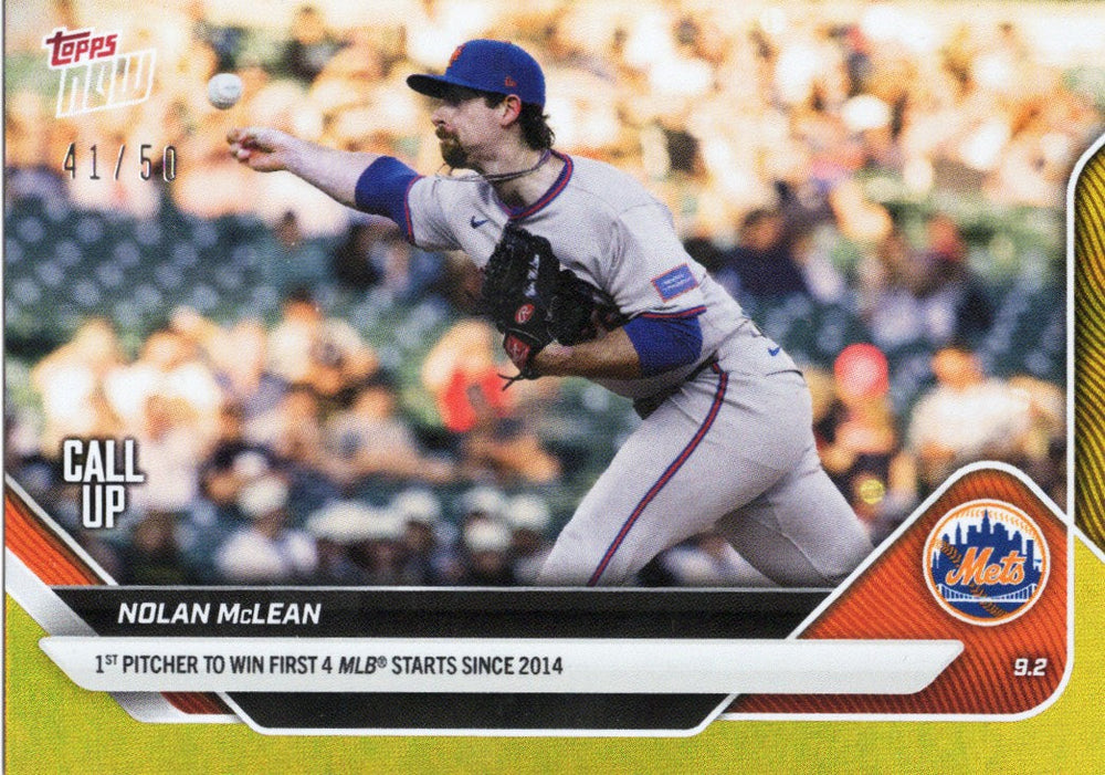 2025 Topps Now Nolan McLean #651 Gold Foil /50 New York Mets Rookie RC Baseball Card (ONLINE ORDER ONLY)