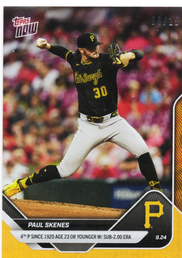 2025 Topps Now Paul Skenes #763 Orange Foil /50 Pittsburgh Pirates Baseball Card (ONLINE ORDER ONLY)