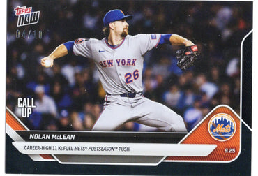 2025 Topps Now Nolan McLean #771 Black Foil /10 New York Mets Rookie RC Baseball Card (ONLINE ORDER ONLY)