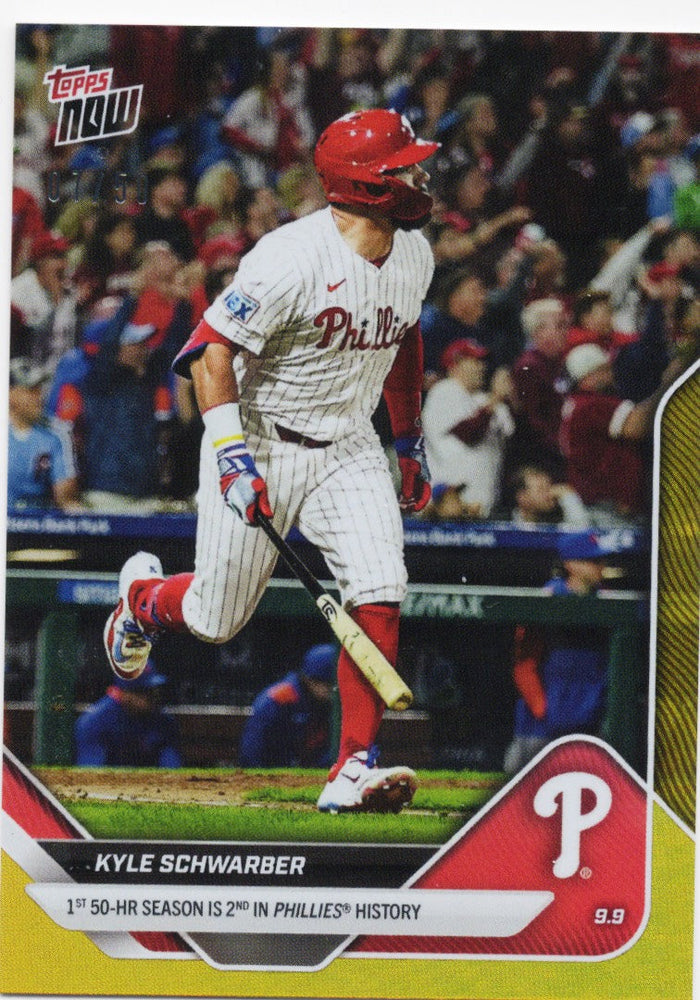 2025 Topps Now Kyle Schwarber #682 Gold Foil /50 Philadelphia Phillies Baseball Card (ONLINE ORDER ONLY)