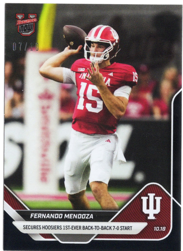 2025 Topps Bowman U Now Fernando Mendoza #33 Black Foil /10 Indiana Hoosiers Rookie RC Football Card (ONLINE ORDER ONLY)
