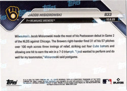 2025 Topps Now Jacob Misiorowski #833 Orange Foil /25 Milwaukee Brewers Rookie RC Baseball Card (ONLINE ORDER ONLY)