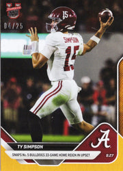 2025 Topps Bowman U Now Ty Simpson #22 Orange Foil /25 Alabama Crimson Tide Rookie RC Football Card (ONLINE ORDER ONLY)