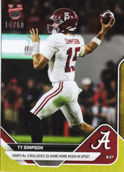 2025 Topps Bowman U Now Ty Simpson #22 Gold Foil /50 Alabama Crimson Tide Rookie RC Football Card (ONLINE ORDER ONLY)