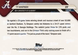 2025 Topps Bowman U Now Ty Simpson #22 Black Foil /10 Alabama Crimson Tide Rookie RC Football Card (ONLINE ORDER ONLY)