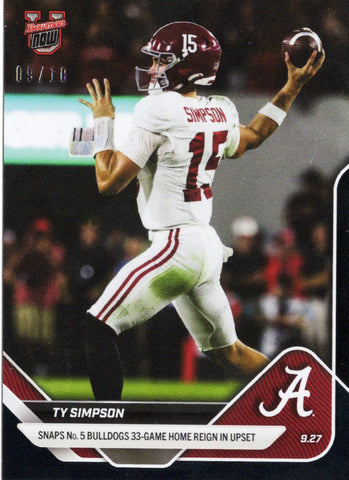 2025 Topps Bowman U Now Ty Simpson #22 Black Foil /10 Alabama Crimson Tide Rookie RC Football Card (ONLINE ORDER ONLY)