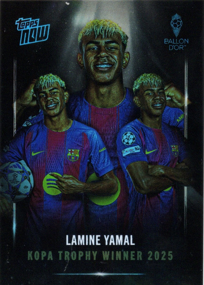 2025 Topps Now Lamine Yamal #006 Image Variation Kopa Trophy Winner Soccer Card (ONLINE ORDER ONLY)