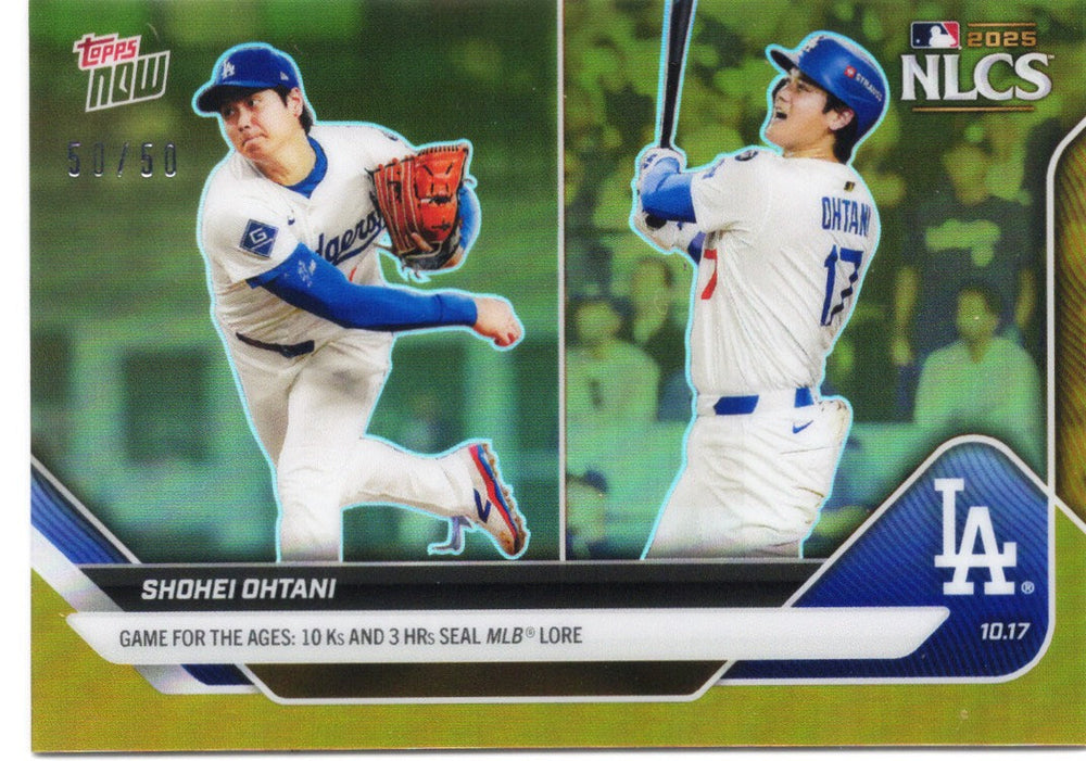 2025 Topps Now Shohei Ohtani #884 Gold Chrome 50/50 Los Angeles Dodgers Baseball Card (ONLINE ORDER ONLY)