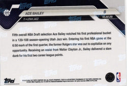 2025 Topps Now Ace Bailey #9 Orange Foil /25 Utah Jazz Rookie RC Basketball Card (ONLINE ORDER ONLY)