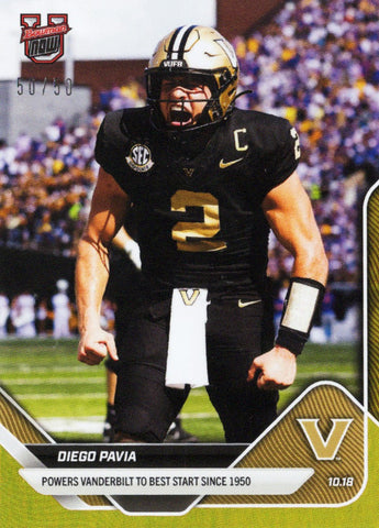 2025 Topps Bowman U Now Diego Pavia #31 Gold Foil /50 Vanderbilt Commodores Rookie RC Football Card (ONLINE ORDER ONLY)