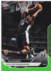 2025 Topps Now Dylan Harper #7 Green Foil /99 San Antonio Spurs Rookie RC Basketball Card (ONLINE ORDER ONLY)
