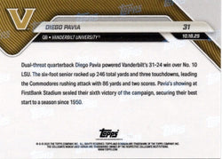 2025 Topps Bowman U Now Diego Pavia #31 Gold Foil /50 Vanderbilt Commodores Rookie RC Football Card (ONLINE ORDER ONLY)