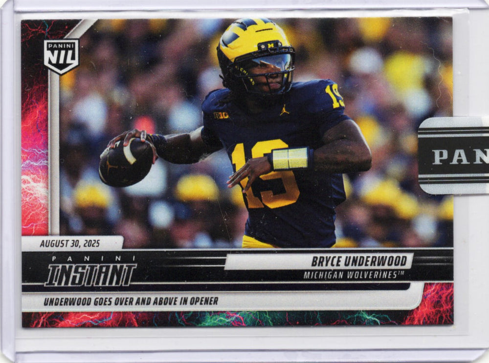 2025 Panini Instant Bryce Underwood #BUA Lightning /5 Michigan Wolverines Rookie RC Football Card (ONLINE ORDER ONLY)